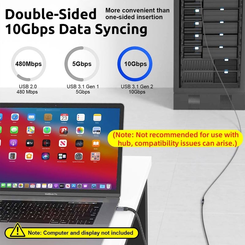 Verilux ® 2Pcs USB C Extension Cable, 3.3ft USB Type C Male to Female Cable Support 100W PD Fast Charging, 10Gbps Data Transfer, 4K@60Hz HD Video Output Compatible with iPad Pro, MacBook Pro, Dell - Image 4