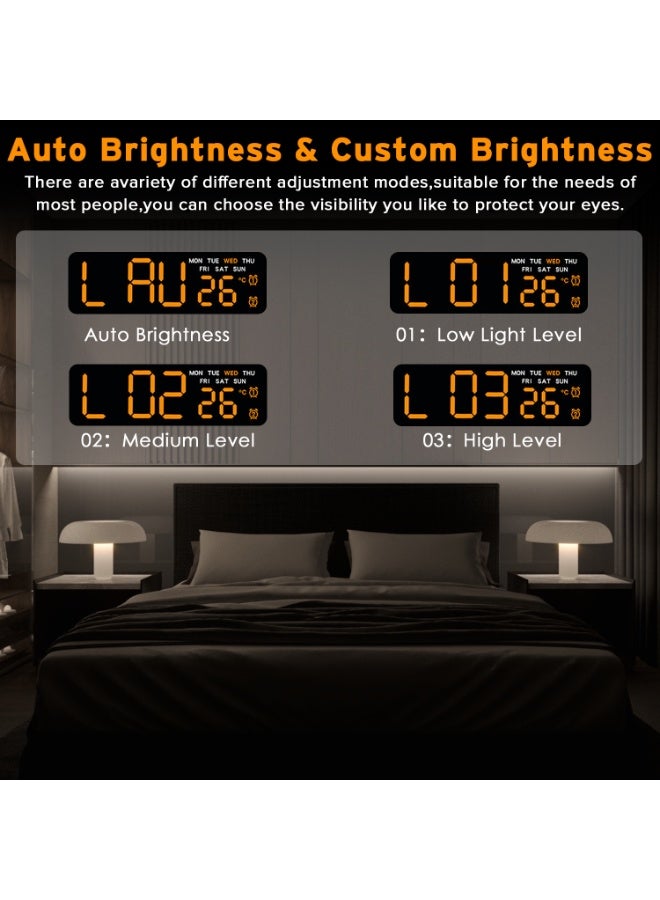 Naxifly Digital Alarm Clock, LED Alarm Clock for Deep Sleepers, Bedside Desk Table Clock with Night Light/Temperature/DST/Snooze-12/24H for Bedroom Office - Image 2