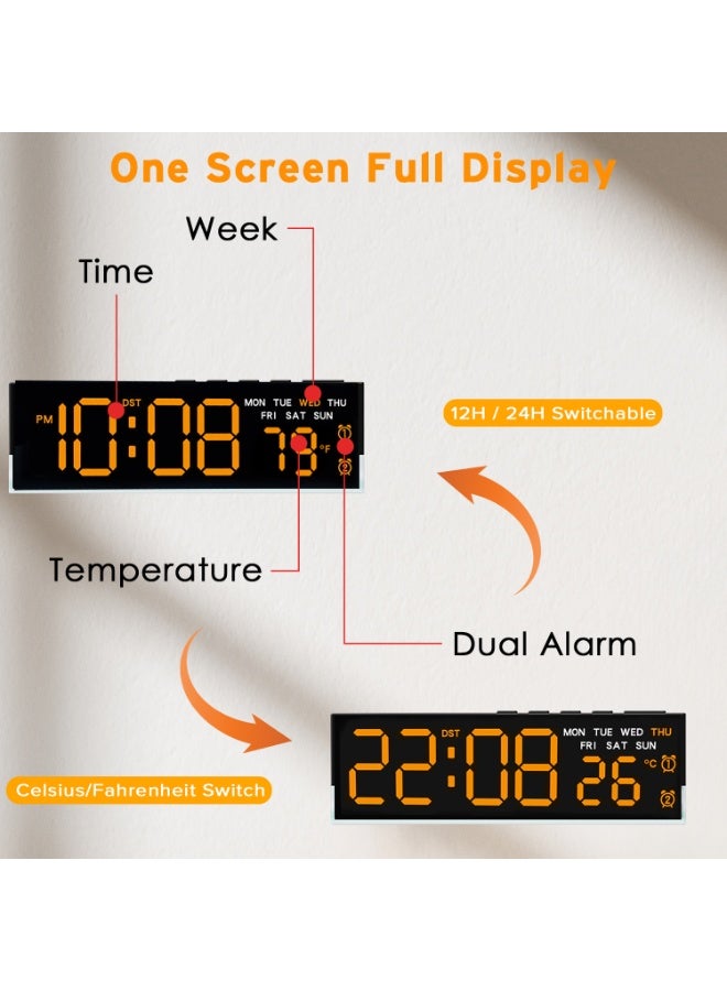 Naxifly Digital Alarm Clock, LED Alarm Clock for Deep Sleepers, Bedside Desk Table Clock with Night Light/Temperature/DST/Snooze-12/24H for Bedroom Office - Image 4