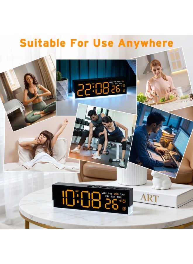 Naxifly Digital Alarm Clock, LED Alarm Clock for Deep Sleepers, Bedside Desk Table Clock with Night Light/Temperature/DST/Snooze-12/24H for Bedroom Office - Image 5