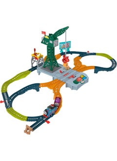 THOMAS & FRIENDS Motorized Toy Train Set, Talking Cranky Delivery With Track, Sounds & Phrases For Pretend Play Preschool Kids Ages 3+ Years  - Image 1
