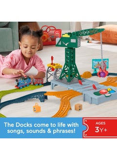 THOMAS & FRIENDS Motorized Toy Train Set, Talking Cranky Delivery With Track, Sounds & Phrases For Pretend Play Preschool Kids Ages 3+ Years  - Image 2