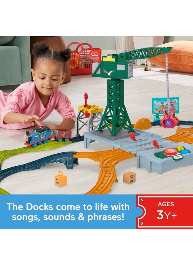 THOMAS & FRIENDS Motorized Toy Train Set, Talking Cranky Delivery With Track, Sounds & Phrases For Pretend Play Preschool Kids Ages 3+ Years  - Image 2