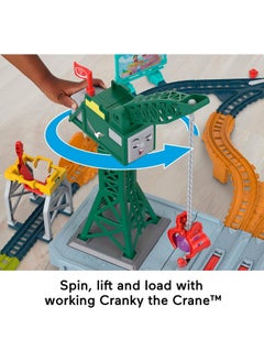 THOMAS & FRIENDS Motorized Toy Train Set, Talking Cranky Delivery With Track, Sounds & Phrases For Pretend Play Preschool Kids Ages 3+ Years  - Image 4