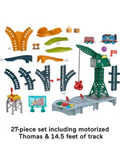 THOMAS & FRIENDS Motorized Toy Train Set, Talking Cranky Delivery With Track, Sounds & Phrases For Pretend Play Preschool Kids Ages 3+ Years  - Image 5