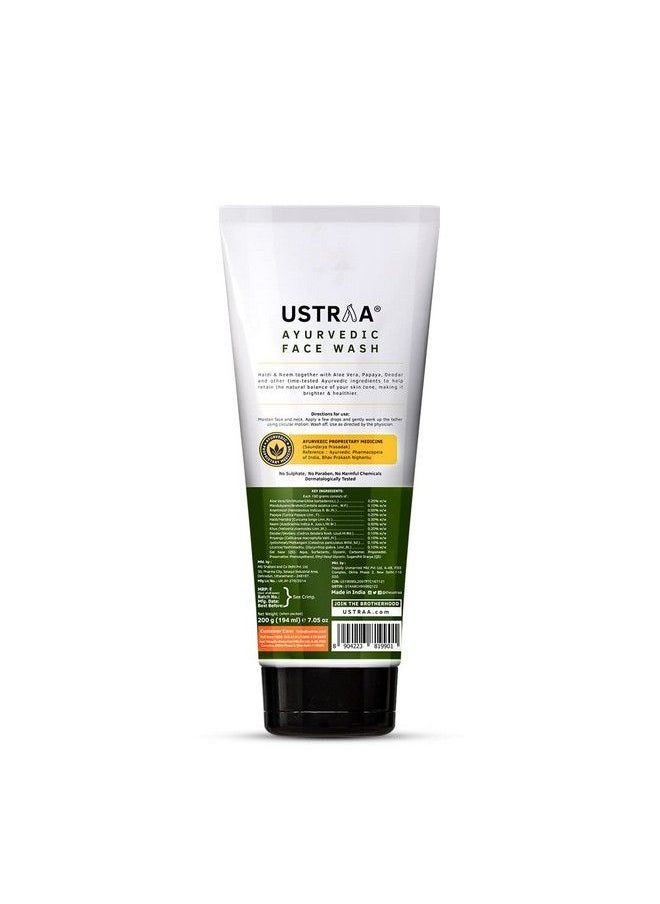 Ustraa - Ayurvedic Haldi & Neem Face Wash 200G Brightening & Deep Cleansing No Sulphate No Paraben - Image 1