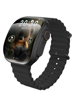 W&O Smart Watch X10 Ultra 3 Curved Glass With Silicone Strap and Wireless Charging  Black  - Image 1