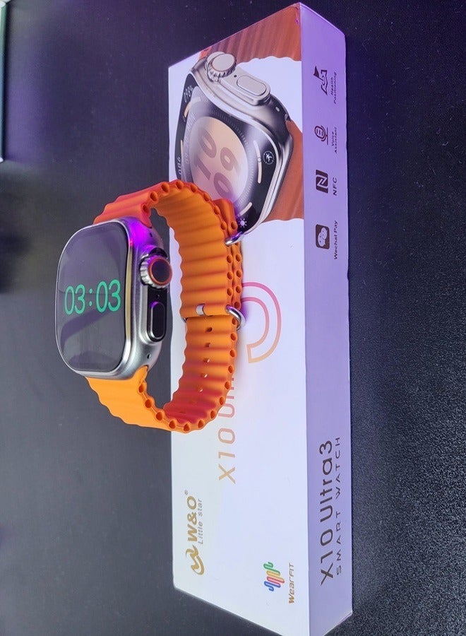 W&O Smart Watch X10 Ultra 3 Curved Glass With Silicone Strap and Wireless Charging  Black - Image 4
