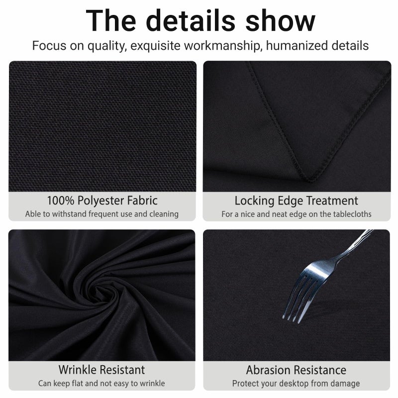 MRJ Black 70 Inch Round Tablecloths Stain and Wrinkle Resistant Washable Polyester Table Cloth for Wedding Dining Banquet Birthday Party Buffet - Image 4