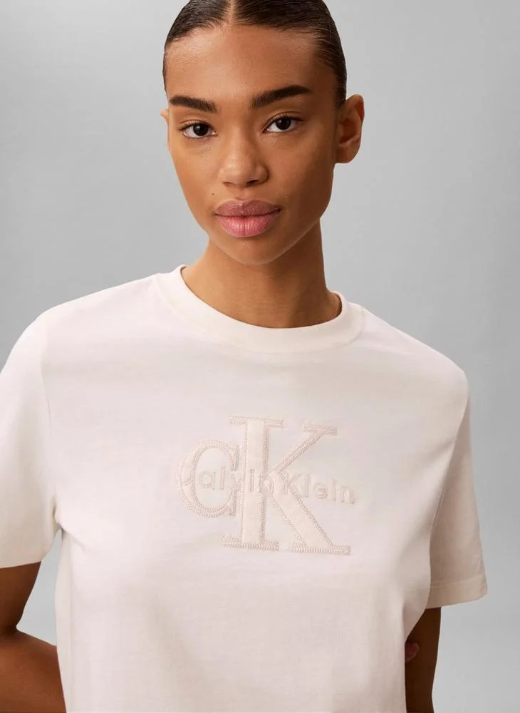 Calvin Klein Jeans Tofu Textured Monologo Terry T-Shirt for Women | Best Price UAE