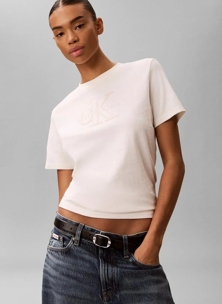 Calvin Klein Jeans Tofu Textured Monologo Terry T-Shirt for Women | Best Price UAE