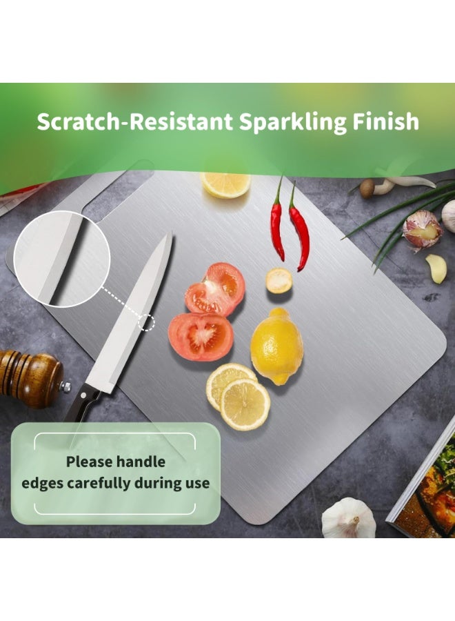 أفضل YK SUS304 لوح قطع الفولاذ المقاوم للصدأ -3 PCS لوحة مطبخ متينة لتقطيع اللحوم والخضروات والفواكه، لوحة إعداد طعام صحي سهل التنظيف - Image 2