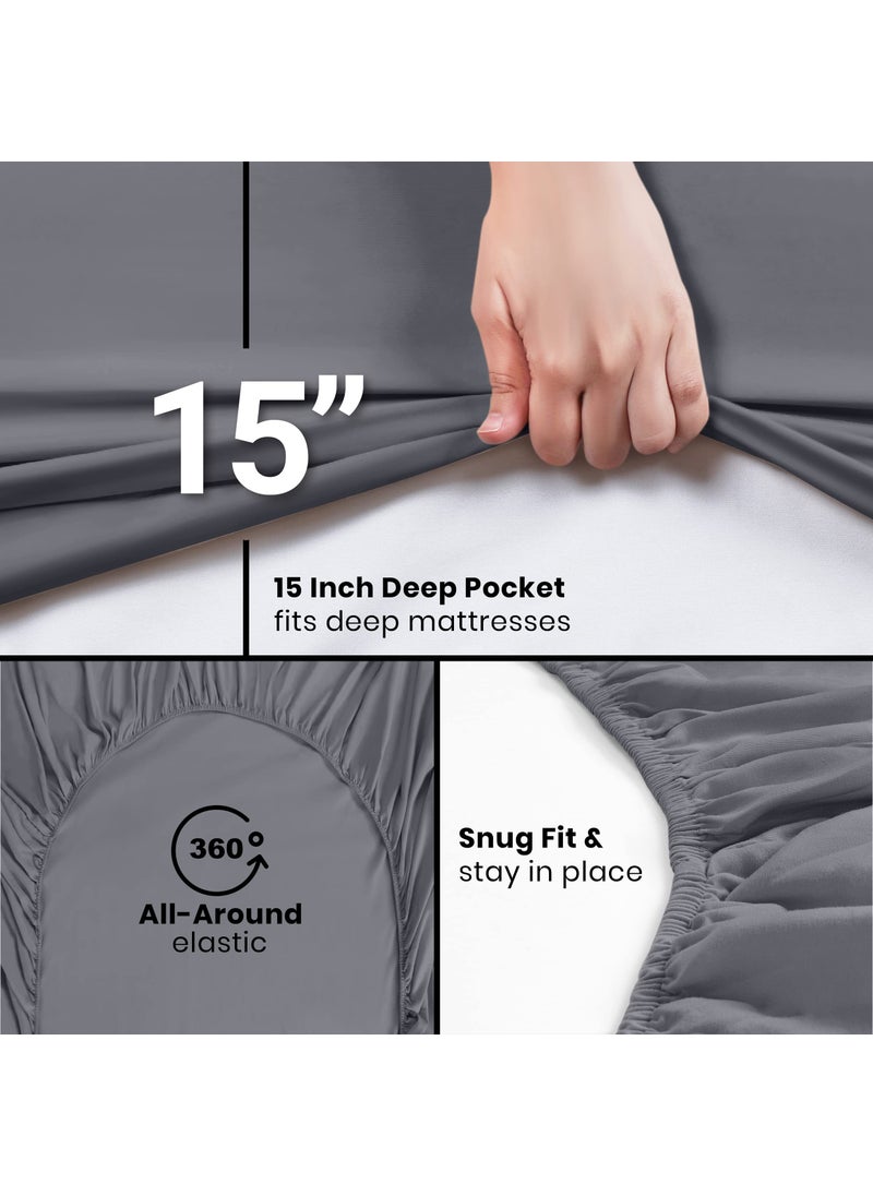 Utopia Bedding Utopia Bedding Queen Fitted Sheet - Bottom Sheet - Deep Pocket - Soft Microfiber - Shrinkage and Fade Resistant - Easy Care -1 Fitted Sheet Only (Grey)  - Image 4