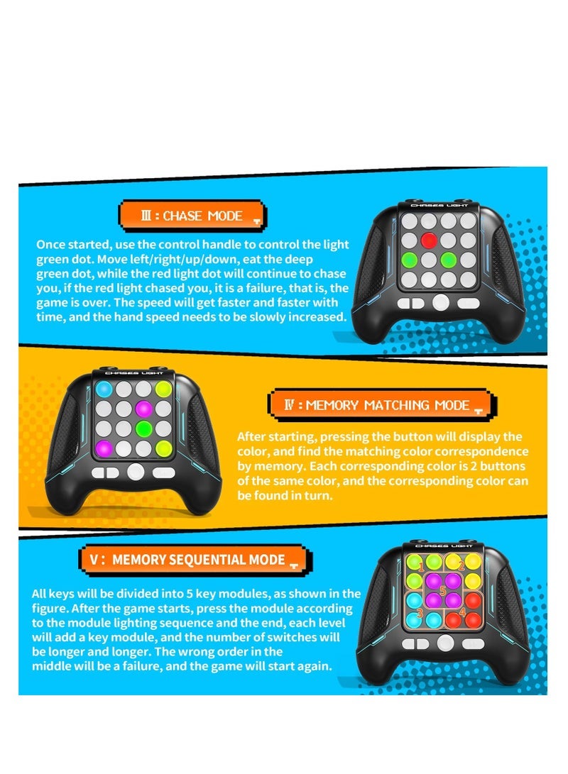 Captaintech Push Game Toys Handle, 5 Modes In 1 Flashing Handheld Game for Teens​ Adults, 2024 New Electronic Brain & Memory Game, Quick Push ons Gamepad Toys Birthday Gift for Kids - Image 5