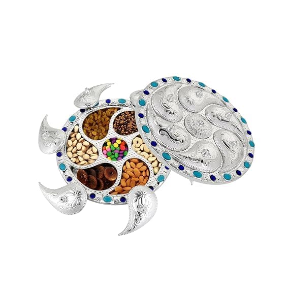 SHOPECOM SHOPECOM 7 Compartment Dry Fruit Serving Rotating Tray Multipurpose 7 Compartment Dry Fruit Serving Rotating Tray Candy Chocolate Snacks Storage Box Masala Box - Image 5