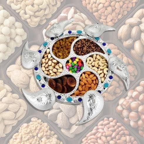 SHOPECOM SHOPECOM 7 Compartment Dry Fruit Serving Rotating Tray Multipurpose 7 Compartment Dry Fruit Serving Rotating Tray Candy Chocolate Snacks Storage Box Masala Box - Image 1
