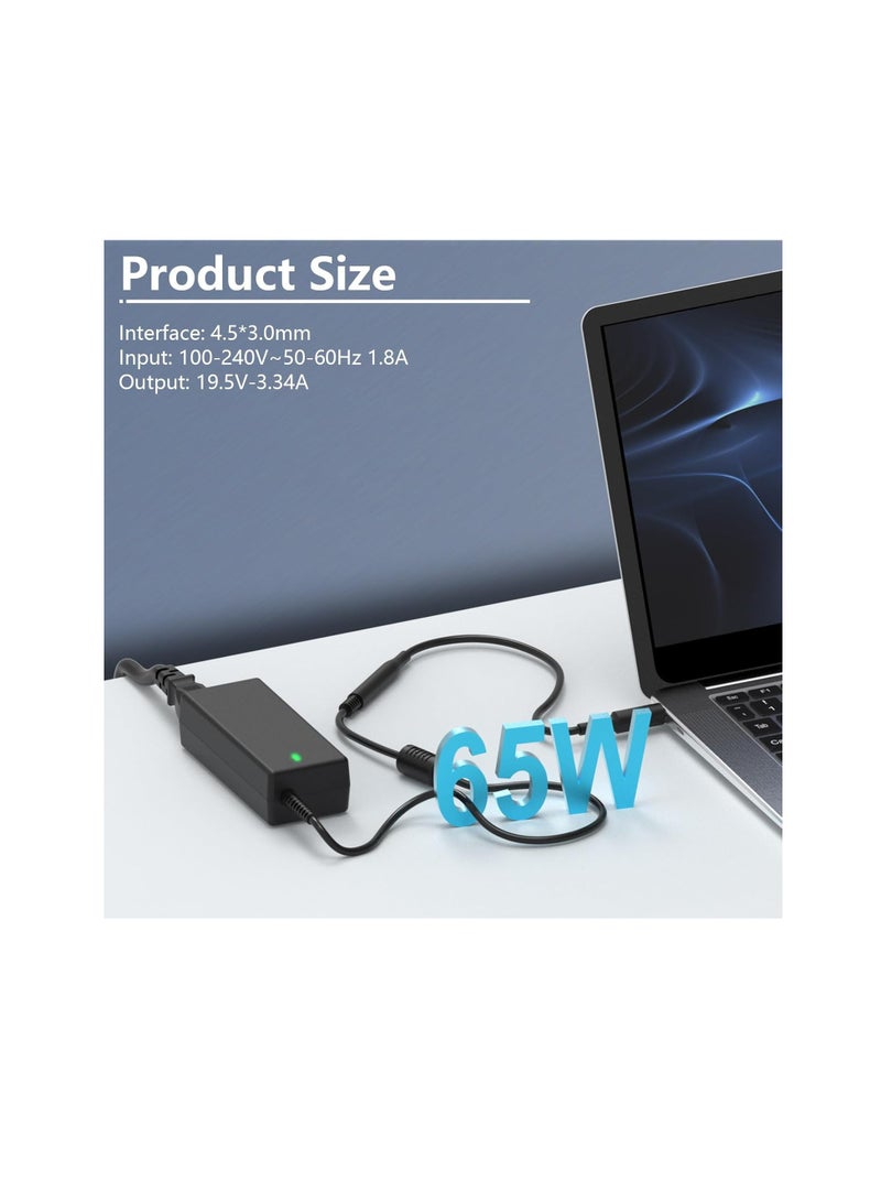 Terabyte محول شاحن لابتوب 65 واط 45 واط لجهاز ديل إنسبيرون 13 14 15 17 سلسلة 3000 5000 7000 لاتيتيود 3510 3410 3520 3420 فوسرو 5301 5390 19.5 فولت 3.34 أمبير مزود طاقة مع نصائح 4.5 * 3.0 مم و 7.4 * 5.0 مم - Image 2