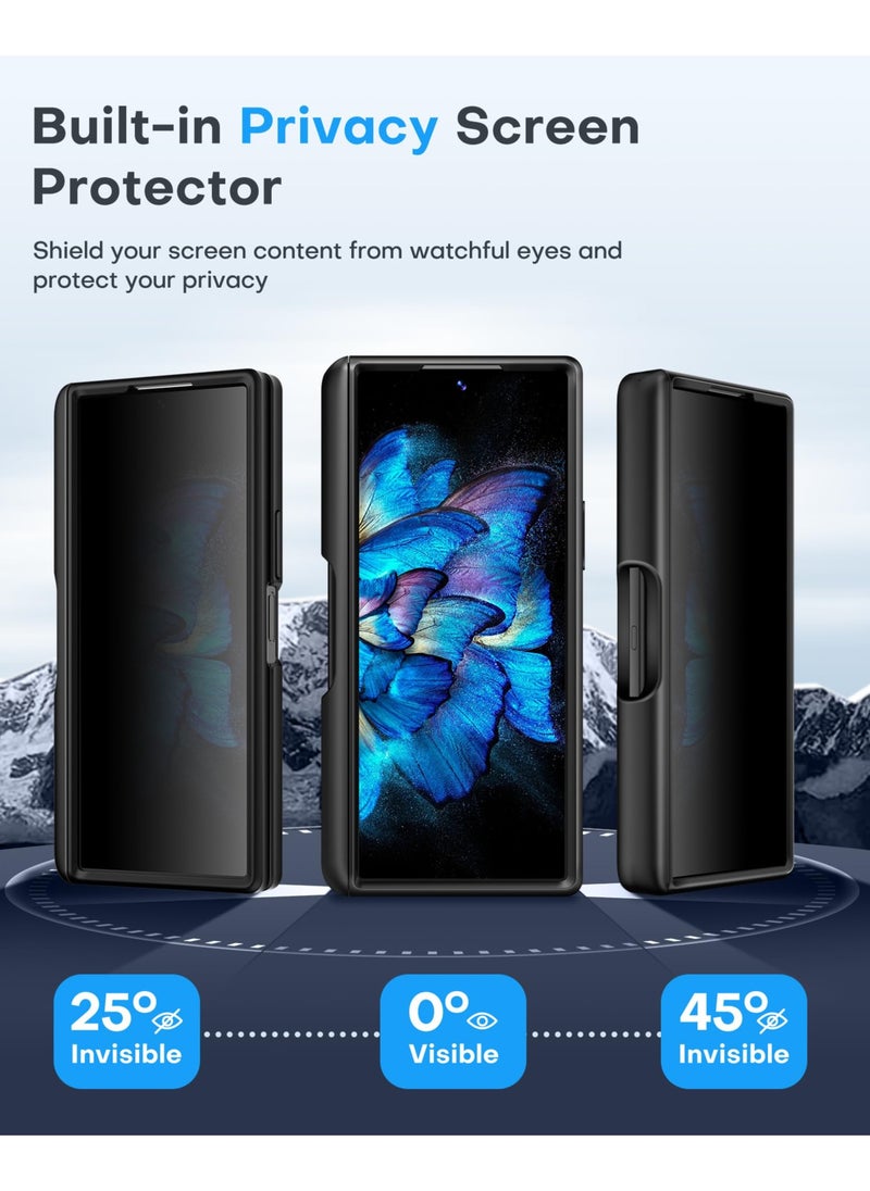 BERFY Magnetic for Samsung Galaxy Z Fold 6 Case with Privacy Screen Protector, [Compatible with MagSafe][Anti Spy]Built-in S Pen Holder & Kickstand, Full-Body Shockproof Phone Case for Z Fold 6, Black  - Image 2