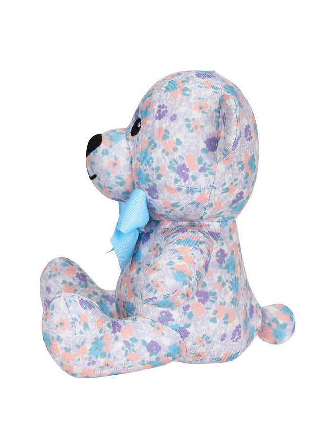 Blueberry Pet - Gift Toys For Puppies & Dogs, 6", Made Well Lovely Floral Print Lavender Happy Bear Designer Squeak Plush Small Dog Toy - Image 1