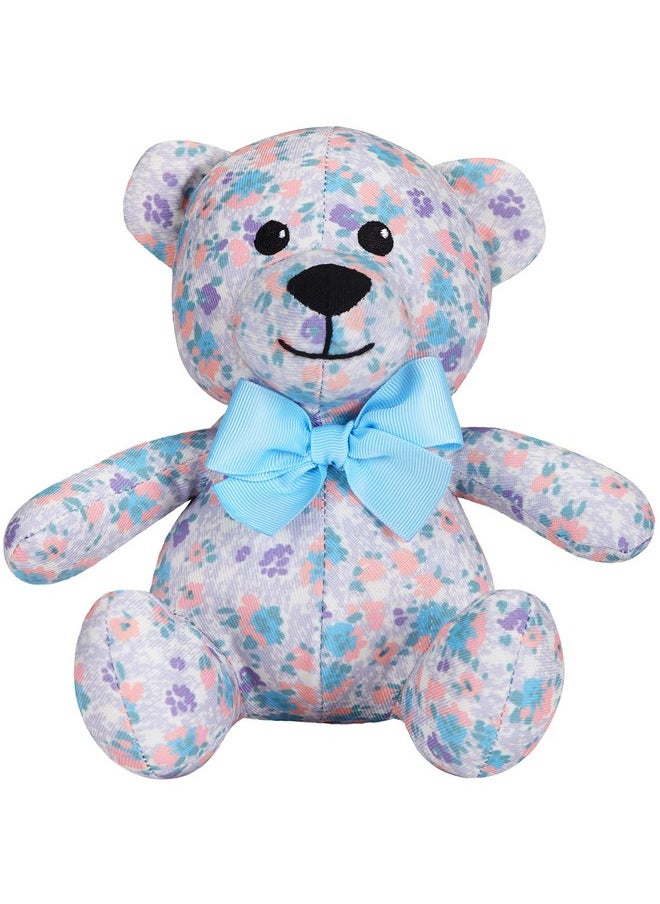 Blueberry Pet - Gift Toys For Puppies & Dogs, 6", Made Well Lovely Floral Print Lavender Happy Bear Designer Squeak Plush Small Dog Toy - Image 1