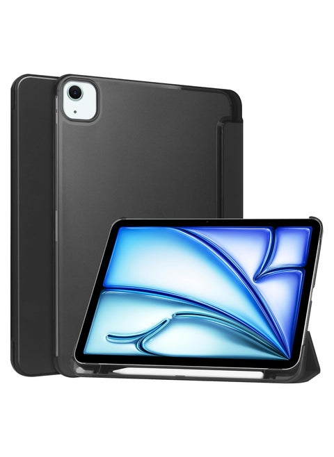 iPad Air 11 Inch Case M2 (2024), iPad Air 6th Gen Unid Series Triple Fold Transparent Frosting Case with Pencil Holder and Auto Sleep Wake