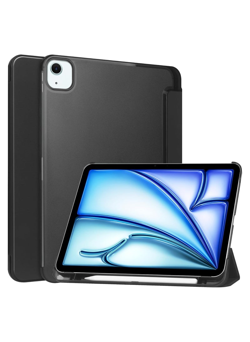 general iPad Air 11 Inch Case M2 (2024), iPad Air 6th Gen Unid Series Triple Fold Transparent Frosting Case with Pencil Holder and Auto Sleep Wake - Image 1