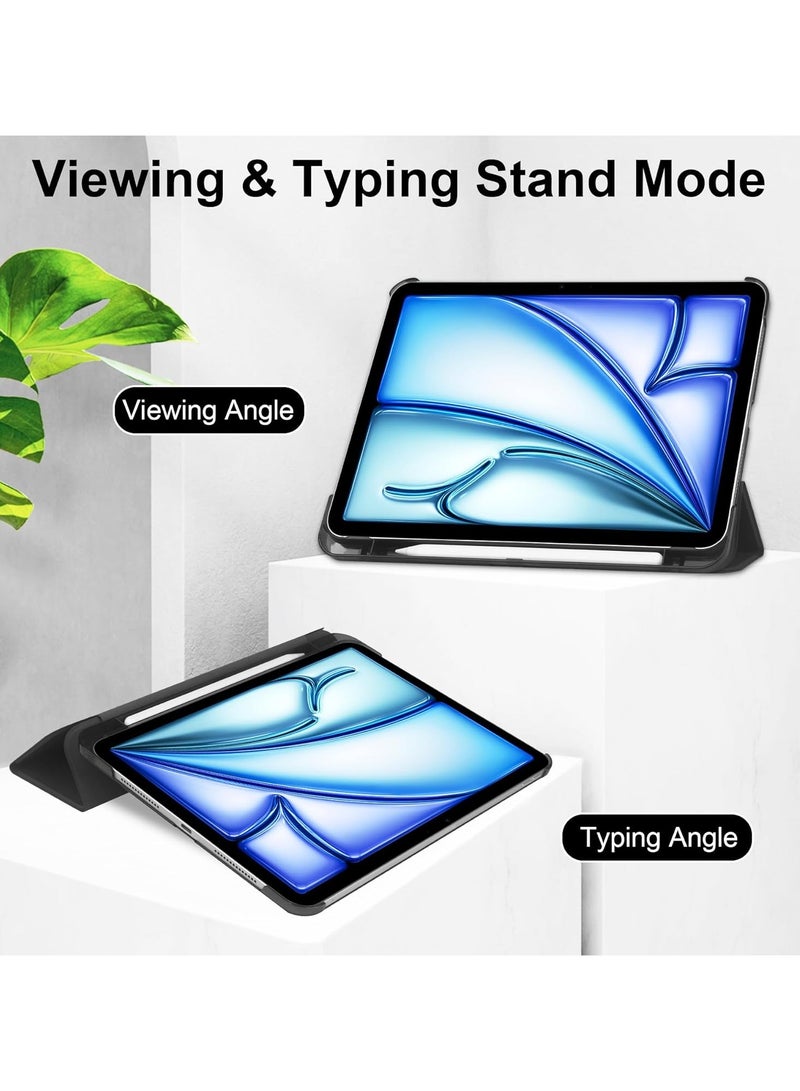 general iPad Air 11 Inch Case M2 (2024), iPad Air 6th Gen Unid Series Triple Fold Transparent Frosting Case with Pencil Holder and Auto Sleep Wake - Image 3