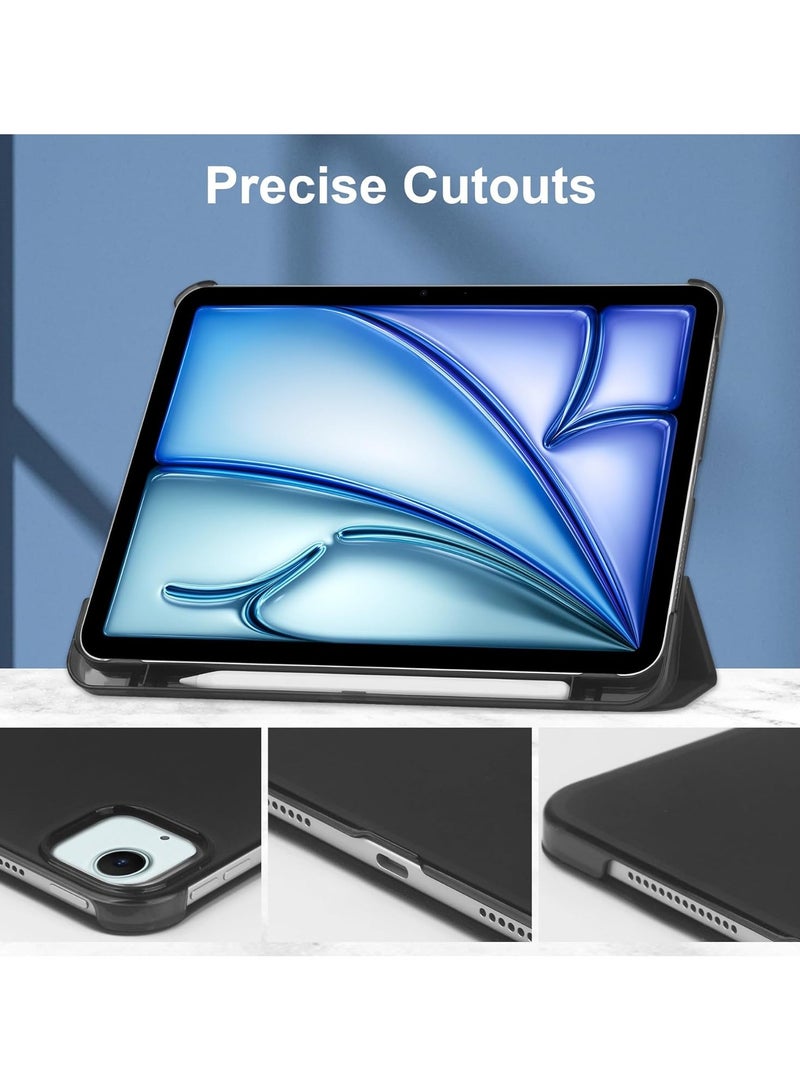 general iPad Air 11 Inch Case M2 (2024), iPad Air 6th Gen Unid Series Triple Fold Transparent Frosting Case with Pencil Holder and Auto Sleep Wake - Image 4