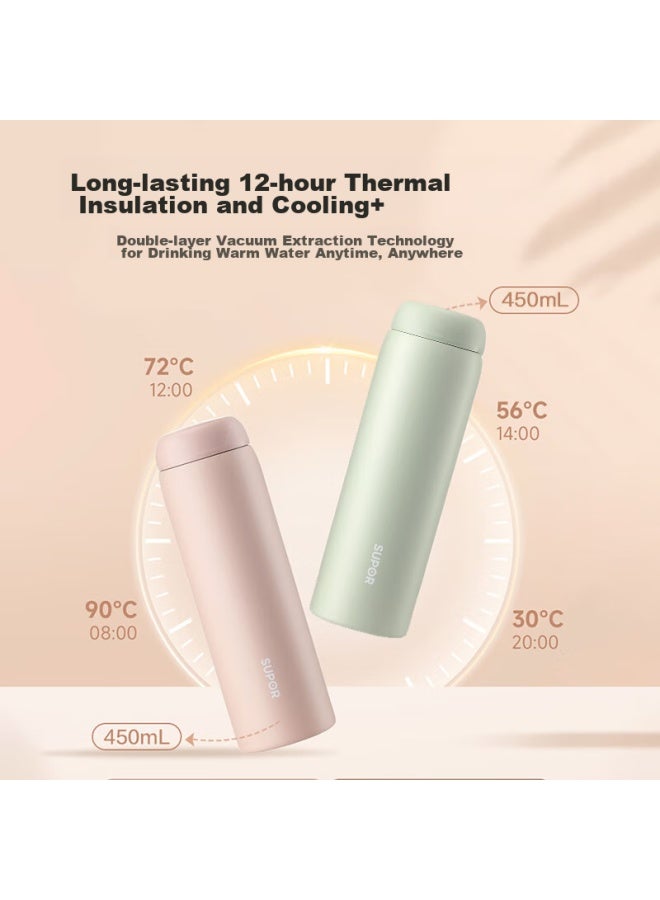 Supor Insulated Mug, 316l Stainless Steel, Student Water Bottle, Stylish For Women, Outdoor And Office Use, Tea Infuser Cup For Men, Green - Image 2