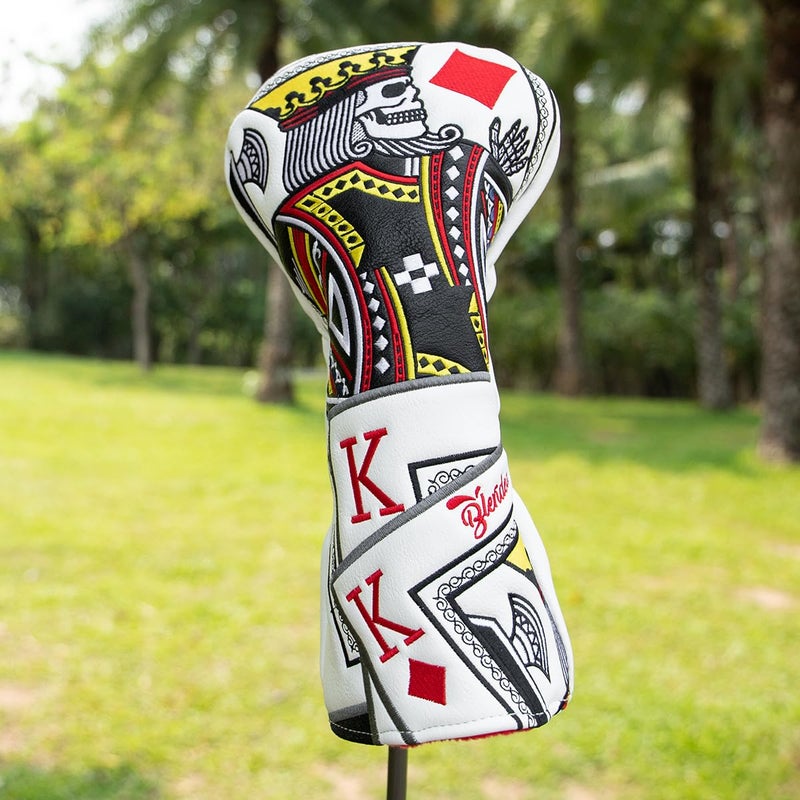 BAIRBRE Golf Club Covers - Poker Diamond King Driver Covers Leather Driver Head Cover Golf Headcover for Most Brands - Image 2