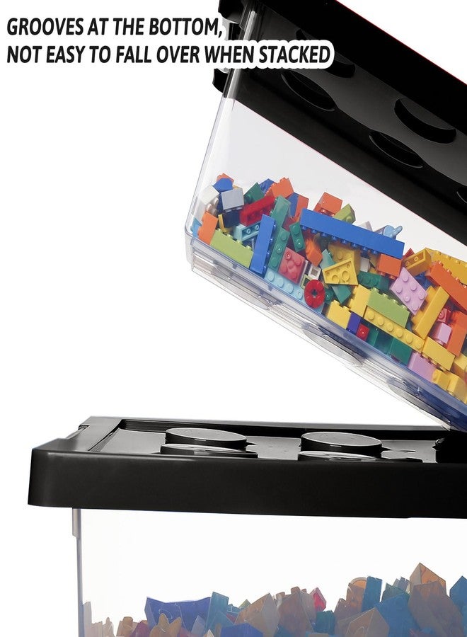 loobuu Plastic Storage Bins with Lids - Stackable Toy Storage Organizer Box Set of 2, Toy Chests with Compatible Building Baseplate and Lid, Storage Container for Building Bricks & Toys- Black - Image 5