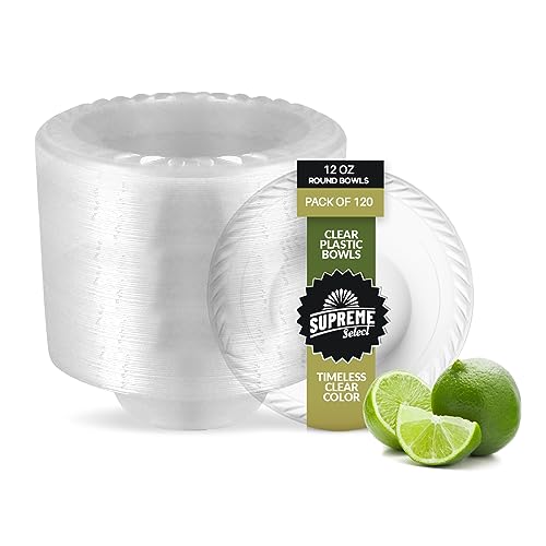 Supreme Select Clear Disposable Plastic Bowls [Pack of 120 | 12 Oz Bowls] Microwave Safe Disposable Bowls- Sturdy Rimmed Soup/Salad/Dessert/Ice Cream Bowls For Weddings, Parties, Kitchen Use - Image 5