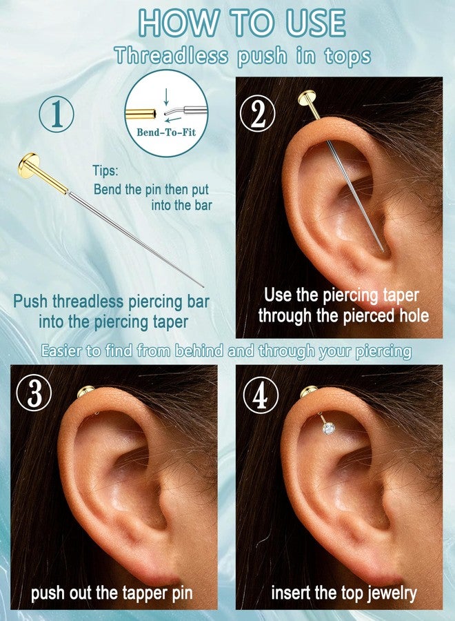 ORAZIO 14K Gold Filled Nose Rings Studs Hoops for Women Men 20G Hypoallergenic Surgical Steel Push in Threadless Flat Back Earrings CZ Helix Tragus Lip Cartilage Medusa Nostril Piercing Jewelry G1 - Image 5