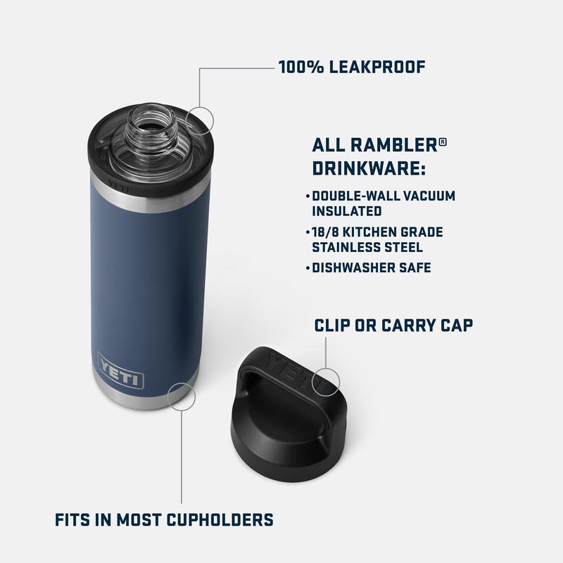 YETI Rambler 18 oz Bottle, Vacuum Insulated, Stainless Steel with Chug Cap, Moon Dust - Image 2