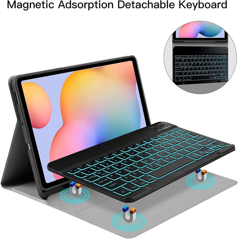 ProElite Keyboard case for Samsung Galaxy Tab S6 Lite 10.4 Inch 2024 SM-P610/P615 with S Pen Holder, Magnetic Detachable Wireless Bluetooth Keyboard Built-in 7-Colors Backlit, Dark Green - Image 4
