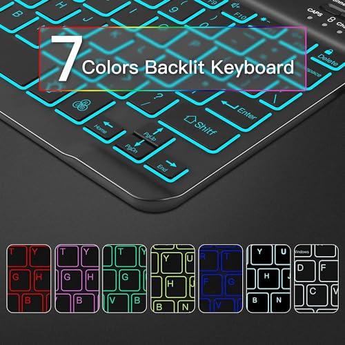ProElite Keyboard case for Samsung Galaxy Tab S6 Lite 10.4 Inch 2024 SM-P610/P615 with S Pen Holder, Magnetic Detachable Wireless Bluetooth Keyboard Built-in 7-Colors Backlit, Dark Green - Image 5