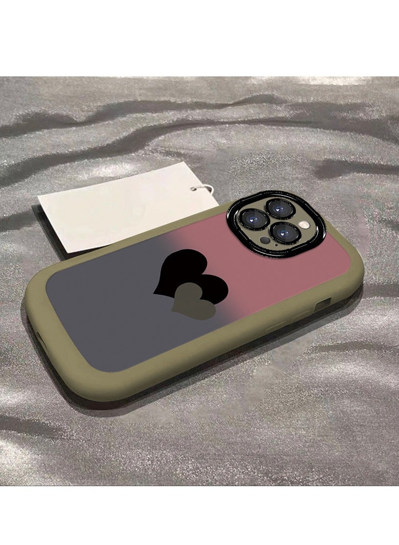 NIBEMINENT Gradient Double Hearts Protective TPU Case Cover For iPhone 15, Green