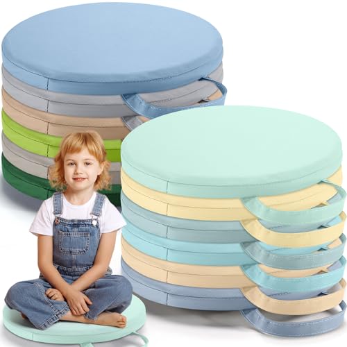 Suzile 12 Pcs Round Floor Cushions for Kids Flexible Classroom Floor Seating with Handles 12 Classroom Carpet Cushions for Kids Toddlers Daycare Preschool FurnitureMulticolor - Image 1