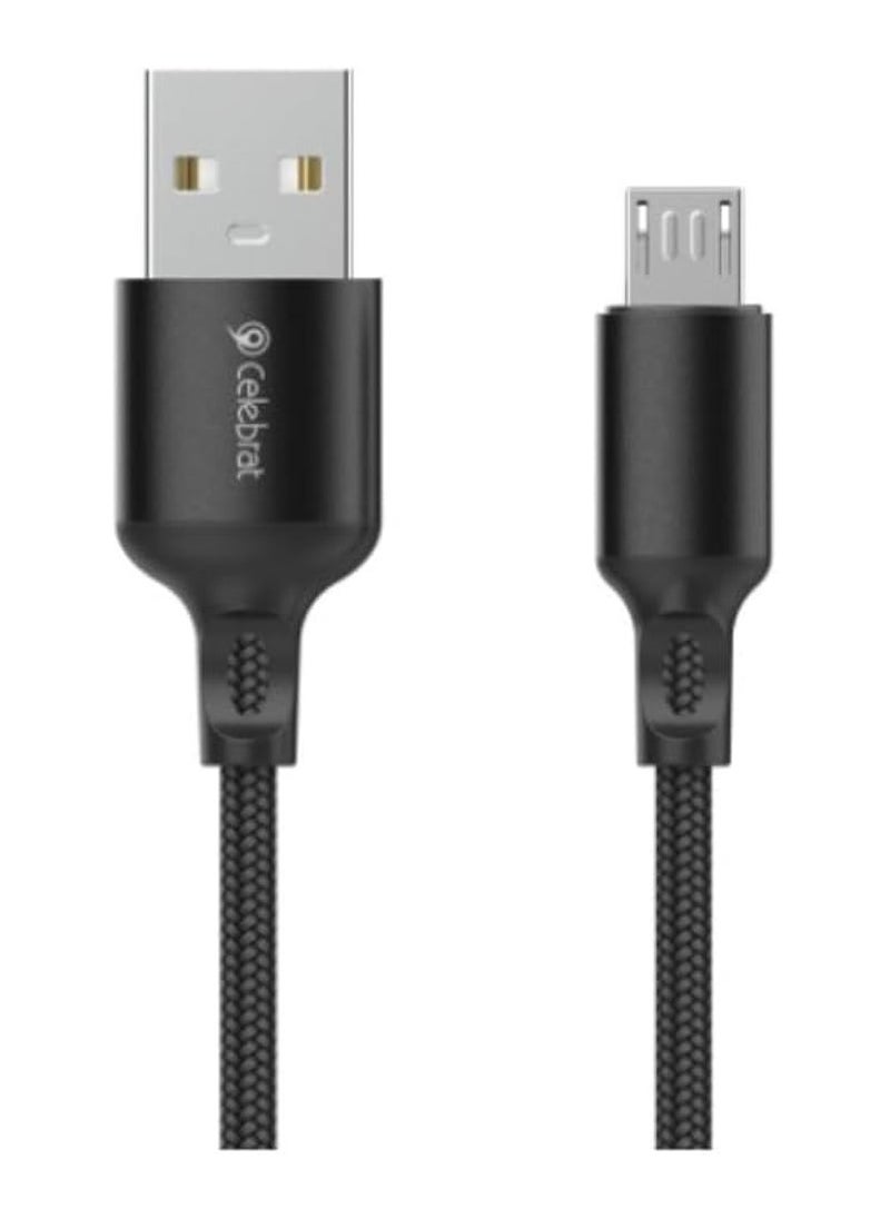 Celebrat Celebrat CB-32 Portable USB To Micro Fast Charge And Data Transmission Cable With Braided wire Design And Practical Fits Mobile Phone 2.1A /480mbps /1000mm - Black  - Image 1
