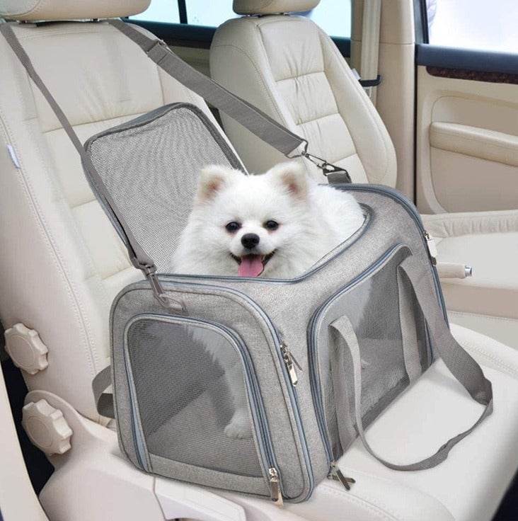 YZMA GLOBAL Foldable Portable Soft Pet Carrier Breathable Travel Bag for Small Dogs and Cats(Grey) - Image 2