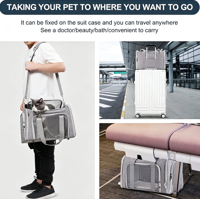 YZMA GLOBAL Foldable Portable Soft Pet Carrier Breathable Travel Bag for Small Dogs and Cats(Grey) - Image 4