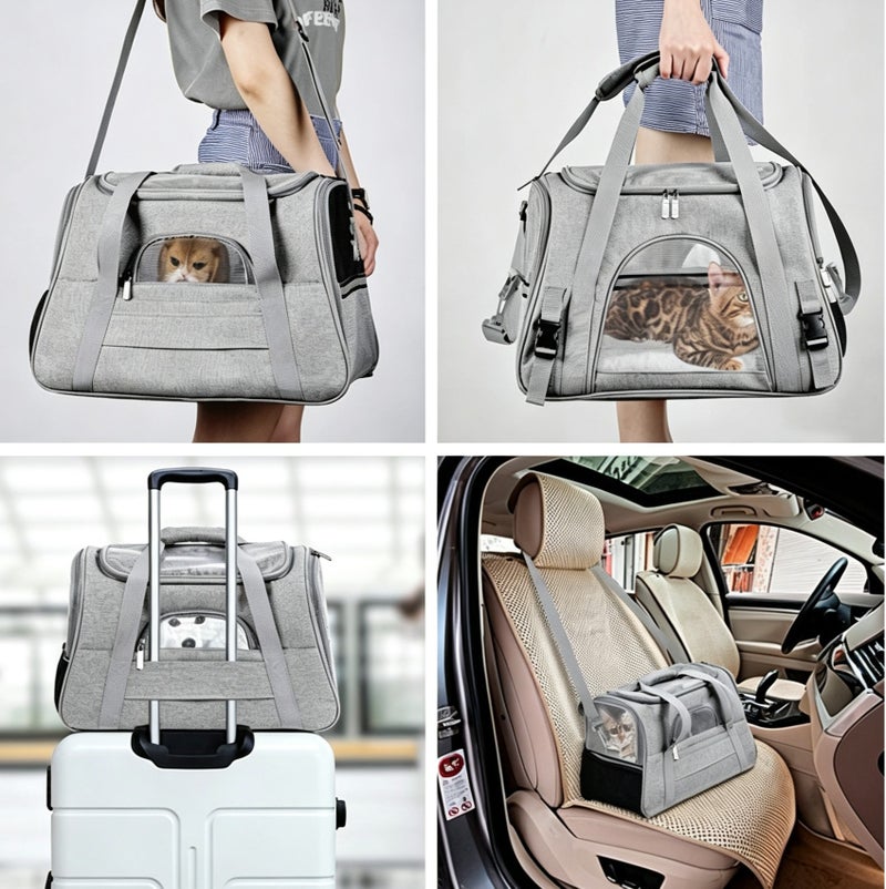 YZMA GLOBAL Foldable Portable Soft Pet Carrier Breathable Travel Bag for Small Dogs and Cats(Grey) - Image 5