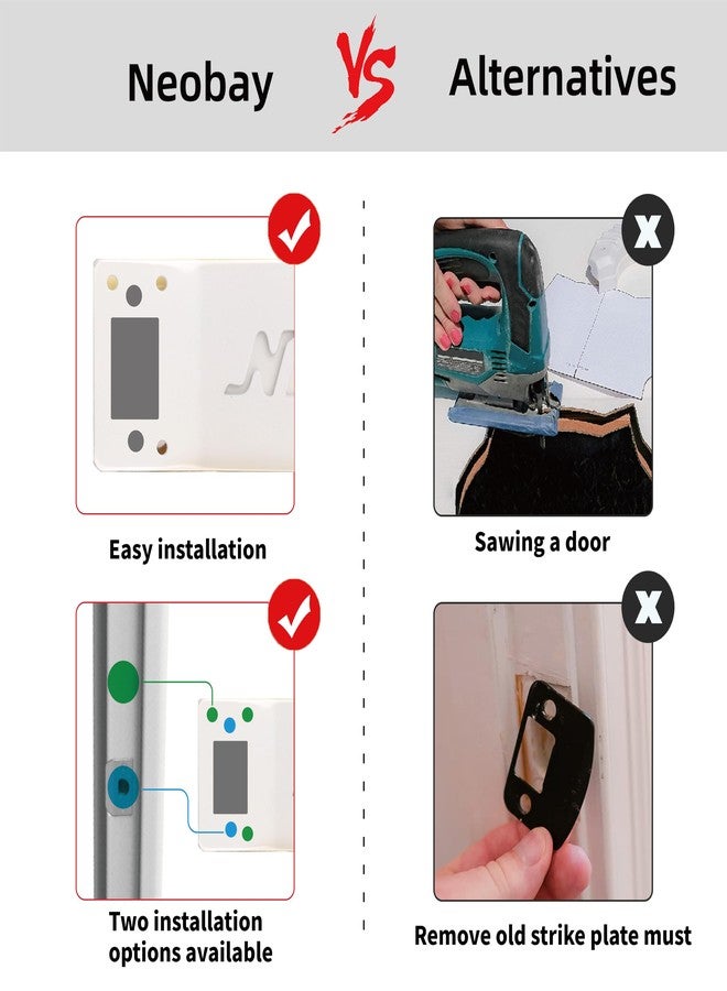 Neobay Steel Cat Door Latch, Door Prop for Cats Keep Dogs Out of Cat Feeding Station & Litter Box, Cat Door Stopper with Silicone Anti-Collision Pad, Alternative to Interior Pet Door, White - Image 5