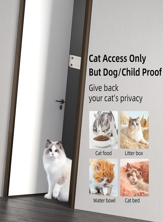 Neobay Steel Cat Door Latch, Door Prop for Cats Keep Dogs Out of Cat Feeding Station & Litter Box, Cat Door Stopper with Silicone Anti-Collision Pad, Alternative to Interior Pet Door, White - Image 2