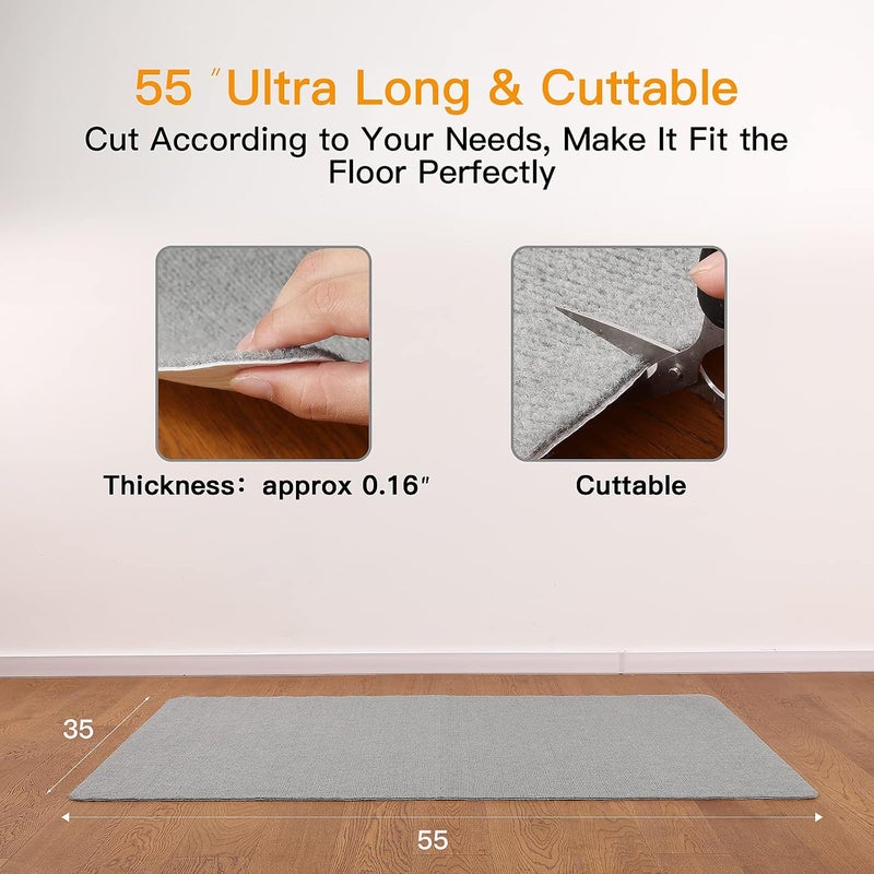 FMVIOL Office Chair Mat for Hardwood & Tile Floor, 55"x35" Computer Gaming Rolling Chair Mat, Under Desk Low-Pile Rug, Large Anti-Slip Floor Protector for Home Ofiice (Light Gray) - Image 4