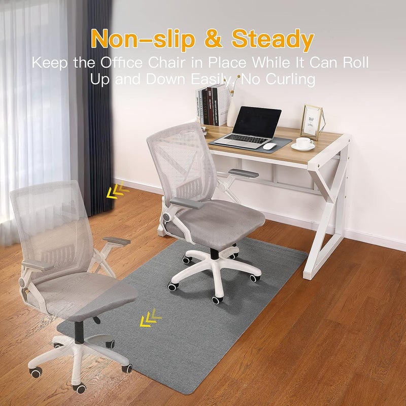 FMVIOL Office Chair Mat for Hardwood & Tile Floor, 55"x35" Computer Gaming Rolling Chair Mat, Under Desk Low-Pile Rug, Large Anti-Slip Floor Protector for Home Ofiice (Light Gray) - Image 3