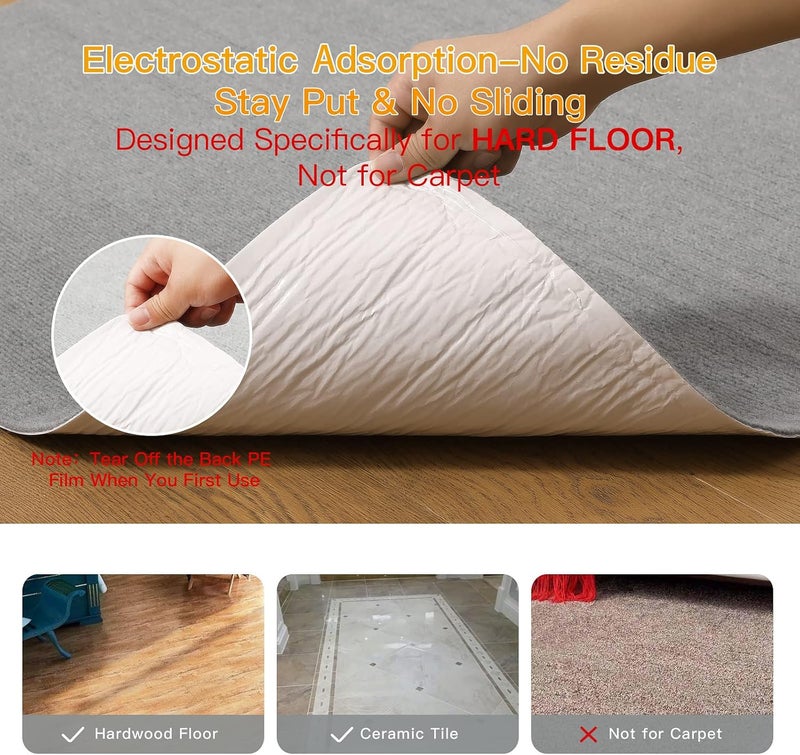 FMVIOL Office Chair Mat for Hardwood & Tile Floor, 55"x35" Computer Gaming Rolling Chair Mat, Under Desk Low-Pile Rug, Large Anti-Slip Floor Protector for Home Ofiice (Light Gray) - Image 2