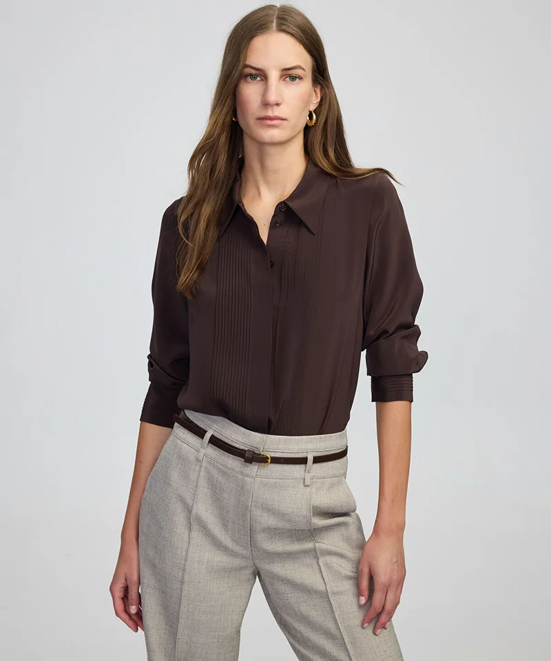 ابيكول Silk Shirt with Pintucks