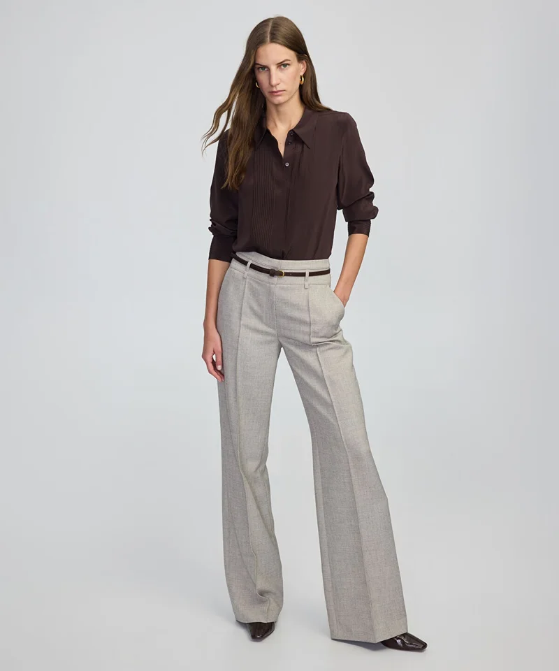 ابيكول Silk Shirt with Pintucks