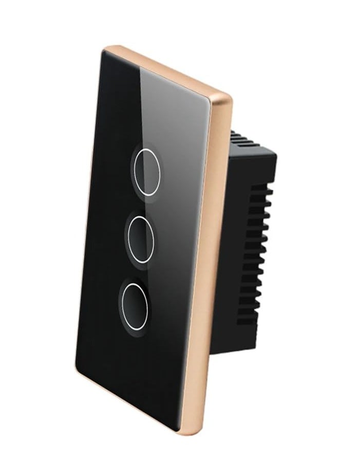 TUYA Tuya Smart Wifi Light Switch 3-Gang with Gold Frame  - Image 1